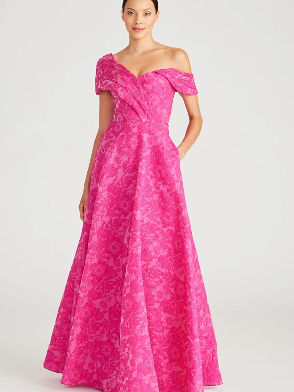 Theia Marlene Cloud Jacquard Evening Gown